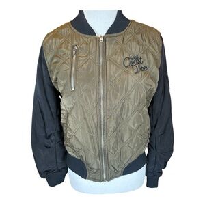 West Coast Vibes Quilted Olive and Black Bomber Jacket